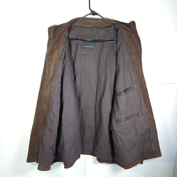 R&O By Reilly Olmes Men’s XL Brown Genuine Nubuck Leather Bomber Biker Jacket - Picture 7 of 16
